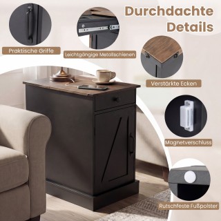 Costway Πλευρικό Τραπέζι/Ντουλάπι με Σταθμό Φόρτισης και Αναδιπλούμ... Costway Πλευρικό Τραπέζι/Ντουλάπι με Σταθμό Φόρτισης και Αναδιπλούμ...