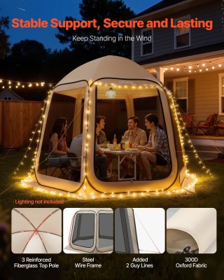 VEVOR Τέντα Σκίασης Pop Up για 4-8 Άτομα με Δίχτυα (3030x2650x2300m...