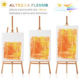 HOMCOM Καβαλέτο Ζωγραφικής Τρίποδο με Ρυθμιζόμενη Υποστήριξη Καμβά ...