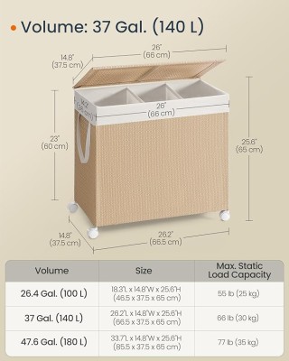 SONGMICS Ανθεκτικό Καλάθι Ρούχων Rattan με Καπάκι και Ρόδες 66.5x37... SONGMICS Ανθεκτικό Καλάθι Ρούχων Rattan με Καπάκι και Ρόδες 66.5x37...