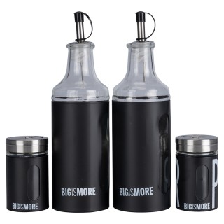 Villa DEste  Σετ καρυκευμάτων λάδι, ξύδι, αλάτι και πιπέρι από γυαλ...