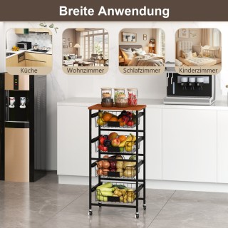 Costway Πενταώροφη Κουζίνα Καρότσι με Ξύλινη Επιφάνεια και Αποσπώμε... Costway Πενταώροφη Κουζίνα Καρότσι με Ξύλινη Επιφάνεια και Αποσπώμε...