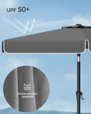 SONGMICS Ορθογώνια Ομπρέλα Περβόλου UPF 50+ με Διπλή Κλίση,, Γκρι, ...