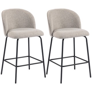 HOMCOM Σετ 2 Σκαμπό Μπαρ με Πλάτη και Υποπόδιο, Επένδυση Υφάσματος ...