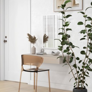 HOMCOM Ορθογώνιος Καθρέφτης Τοίχου με Γάντζους, από Γυαλί και MDF, ...