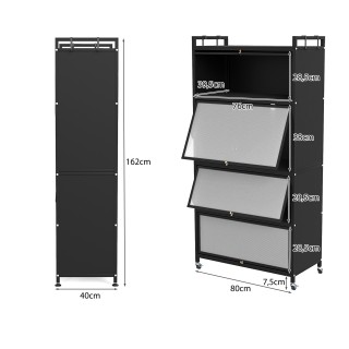 Costway Ντουλάπι Κουζίνας με 4 Ανοιγόμενες Πόρτες και Κινητό Σταντ ...