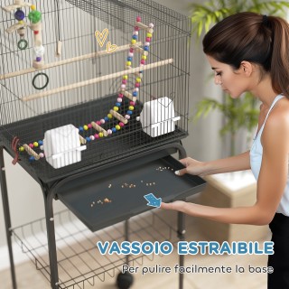 PawHut Κλουβί για Πουλιά με Βάση, Περιστρεφόμενες Ρόδες, Ράφι και Α... PawHut Κλουβί για Πουλιά με Βάση, Περιστρεφόμενες Ρόδες, Ράφι και Α...