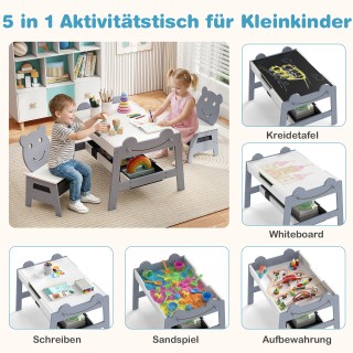 Costway Παιδικό σετ τραπεζιού 5 σε 1 με αναστρέψιμο μαυροπίνακα και...