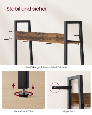 Ράφι Σκάλας VASAGLE 4 Επιπέδων, Βιομηχανικό, Καφέ/Μαύρο Ράφι Σκάλας VASAGLE 4 Επιπέδων, Βιομηχανικό, Καφέ/Μαύρο