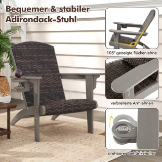 Costway Καρέκλα Adirondack με Θήκη Ποτηριού 92 x 76 x 100 εκ. από H... Costway Καρέκλα Adirondack με Θήκη Ποτηριού 92 x 76 x 100 εκ. από H...