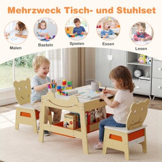 Costway Παιδικό Σετ Τραπέζι Ζωγραφικής 5 σε 1 με Αναστρέψιμο Μαυροπ...