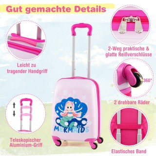 Costway  Σετ Παιδικές Βαλίτσες & Σακίδιο από Ανθεκτικό Υλικό με Γορ...