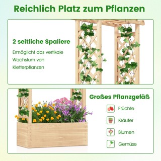 Costway Ξύλινη υπερυψωμένη ζαρντινιέρα ελεύθερης τοποθέτησης με πέρ...