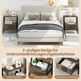 Costway Κομοδίνο με Συρτάρι και Μεταλλικό Σκελετό για Σαλόνι 45 x 3...