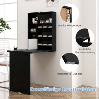 Πτυσσόμενο Τραπέζι Τοίχου με Αποθηκευτικό Χώρο 60 x 94,5 x 151 cm Μ... Πτυσσόμενο Τραπέζι Τοίχου με Αποθηκευτικό Χώρο 60 x 94,5 x 151 cm Μ...