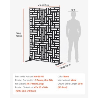 VEVOR Μεταλλικό Μαύρο Πάνελ Ιδιωτικότητας 47 x 76 Εξωτερικού Χώρου ... VEVOR Μεταλλικό Μαύρο Πάνελ Ιδιωτικότητας 47 x 76 Εξωτερικού Χώρου ...
