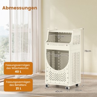 Costway Πτυσσόμενο καρότσι ρούχων με αποσπώμενους σάκους και σταθερ...