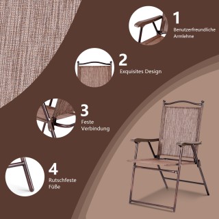 Costway  Σετ από 2 καφέ πτυσσόμενες καρέκλες για τη βεράντα ή τον κ...