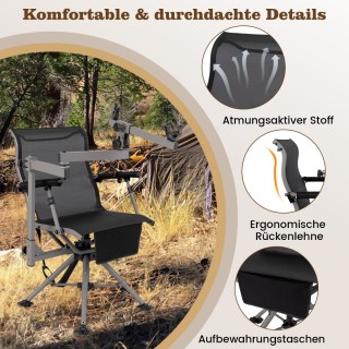 Costway Φορητή Περιστρεφόμενη Καρέκλα Κυνηγιού 62 x 62 x 102 cm με ...