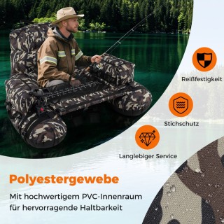 Costway Φουσκωτή Βάρκα Ψαρέματος με Ιμάντες Ώμου και Χειροκίνητη Αν...