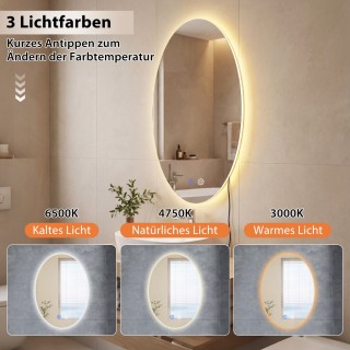 Costway Οβάλ Φωτιζόμενος Καθρέφτης Μπάνιου 70 x 50 εκ. με Αντί-Θάμβ... Costway Οβάλ Φωτιζόμενος Καθρέφτης Μπάνιου 70 x 50 εκ. με Αντί-Θάμβ...