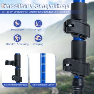 Costway Ρυθμιζόμενα Μπαστούνια Πεζοπορίας με Λαβές EVA & Φυσικό Φελ...