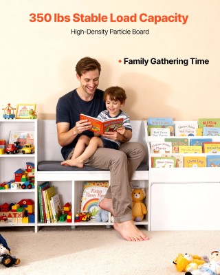 VEVOR Παιδική Γωνιά Ανάγνωσης: Ξύλινος Πάγκος Αποθήκευσης με Πλάτη ...