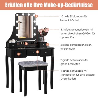Costway Πολυλειτουργική Τουαλέτα Μακιγιάζ με Ρυθμιζόμενο Καθρέφτη ... Costway Πολυλειτουργική Τουαλέτα Μακιγιάζ με Ρυθμιζόμενο Καθρέφτη ...