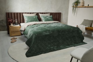 Σετ Πολυτελές Βελούδινο Διπλό  Πάπλωμα με 2 Μαξιλαροθήκες - Πράσινο...