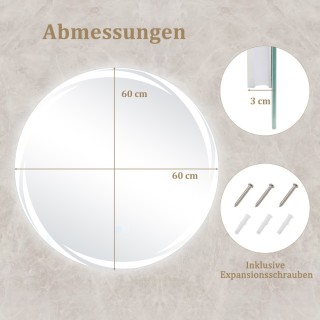 Costway  Καθρέφτης μπάνιου LED με φωτισμό 60 x 60 εκ., αντιθαμβωτικ...