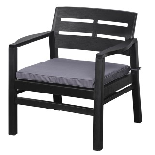 Galileo Σετ κήπου 4 θέσεων μαύρο από πλαστικό PP με υφή ξύλου, γκρί...