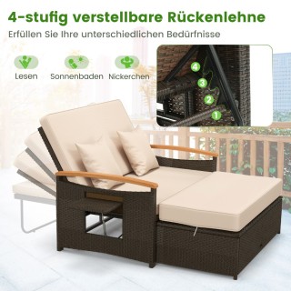 Costway Πολυλειτουργικός Καναπές Κήπου Rattan με Ρυθμιζόμενη Πλάτη ...