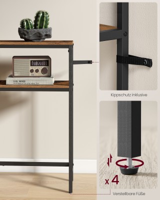 VASAGLE Κονσόλα Διπλού Ραφιού 20x120x80 εκ. για Σαλόνι ή Χολ, Ρουστ...