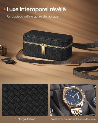 Φορητή Θήκη Ρολογιών με Φερμουάρ 3 Θέσεων 10 x 20 x 9 cm Μαύρο με ... Φορητή Θήκη Ρολογιών με Φερμουάρ 3 Θέσεων 10 x 20 x 9 cm Μαύρο με ...