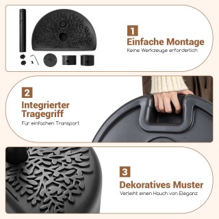 Costway Ημικυκλική βάση ομπρέλας 17 λίτρων / 25 κιλών, γεμιζόμενη, ...