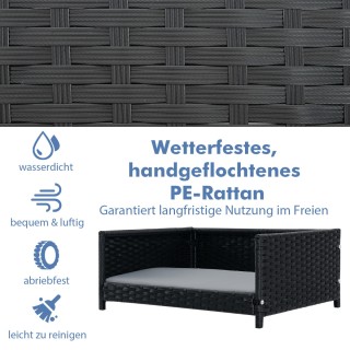 Costway Κρεβάτι Σκύλου από PE-Rattan με Αφαιρούμενο Μαξιλάρι & Πλεν...