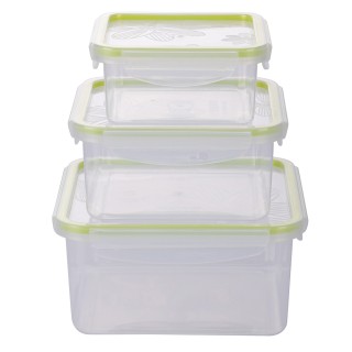 Galileo Σετ 3 τετράγωνα αεροστεγή δοχεία από πράσινο πλαστικό PP SC... Galileo Σετ 3 τετράγωνα αεροστεγή δοχεία από πράσινο πλαστικό PP SC...