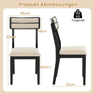 Costway Σετ 2 Μαύρες Καρέκλες Τραπεζαρίας με Μαξιλαράκι και Πόδια α... Costway Σετ 2 Μαύρες Καρέκλες Τραπεζαρίας με Μαξιλαράκι και Πόδια α...