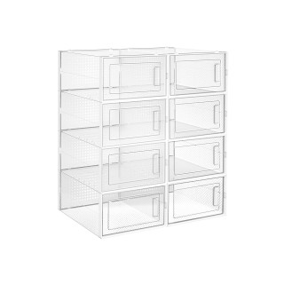 SONGMICS Σετ 8 τμχ  Πλαστικά Κουτιά Αποθήκευσης Παπουτσιών Αναδιπλο...