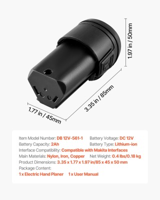 VEVOR Αντικατάσταση Φορητής Μπαταρίας Λιθίου 12V 2Ah Συμβατή με Mak... VEVOR Αντικατάσταση Φορητής Μπαταρίας Λιθίου 12V 2Ah Συμβατή με Mak...
