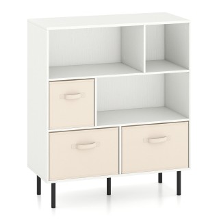 Costway Λευκή Βιβλιοθήκη 6 Κυβικών με 3 Αποσπώμενα Πτυσσόμενα Υφασμ...