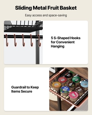 VEVOR Ράφι Κουζίνας με Στήριγμα Χ, 5 Γάντζοι, Πολυεπίπεδος Αποθηκευ...