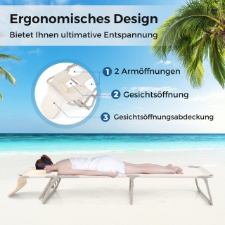 Costway  Πτυσσόμενη Ξαπλώστρα Παραλίας με Ανοίγματα Προσώπου και Χε...