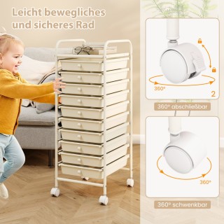 Costway Τροχήλατο Ντουλάπι με 10 Συρτάρια 33 x 37 x 86 cm Λευκό HW5... Costway Τροχήλατο Ντουλάπι με 10 Συρτάρια 33 x 37 x 86 cm Λευκό HW5...