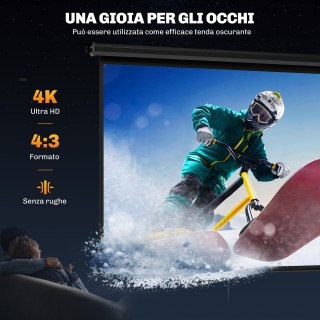 HOMCOM Οθόνη Προβολέα 84 Αναλογίας 4:3, Γωνία Θέασης 160° και Εγκατ...