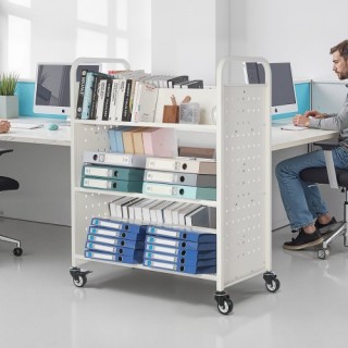 VEVOR Κινητή Βιβλιοθήκη 3 Επιπέδων Με Διπλής Όψης Ράφια σε Λευκό Χρ... VEVOR Κινητή Βιβλιοθήκη 3 Επιπέδων Με Διπλής Όψης Ράφια σε Λευκό Χρ...