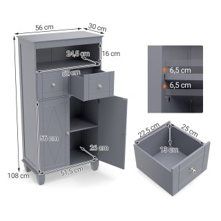 Costway Οργανωτής Μπάνιου με Πόρτες Γκρι Μοντέρνος JV12898HS