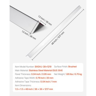 VEVOR Προστατευτικό Γωνίας Τοίχου από Ανοξείδωτο Ατσάλι 38x38x1217m... VEVOR Προστατευτικό Γωνίας Τοίχου από Ανοξείδωτο Ατσάλι 38x38x1217m...