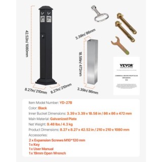 VEVOR Κάδος Αποτσίγαρων με 4 Ανοίγματα Μαύρος SYYHTLSKZFTTQ80S0V0 VEVOR Κάδος Αποτσίγαρων με 4 Ανοίγματα Μαύρος SYYHTLSKZFTTQ80S0V0