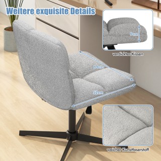 Costway Ρυθμιζόμενη Γκρι Καρέκλα Γραφείου χωρίς Μπράτσα με Λειτουργ...